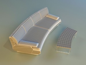 sofa luxury leather white 3D Модель