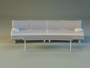 sofa luxury leather white 3D Модель