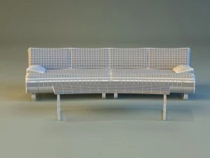 sofa luxury leather white 3D Model