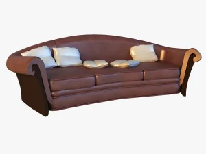 divano in pelle di lusso classico Modello 3D
