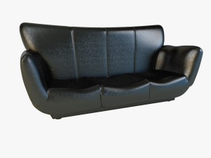 sofa luxury leather black 3D 모델