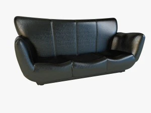 沙发 豪华 真皮 黑色 3D 模型