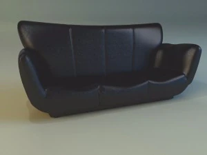sofa luxury leather black 3D Model