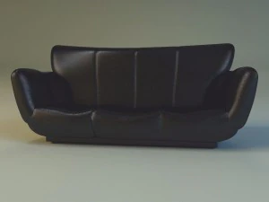 sofa luxury leather black 3D Model