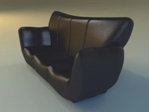 sofa luxury leather black 3D Model