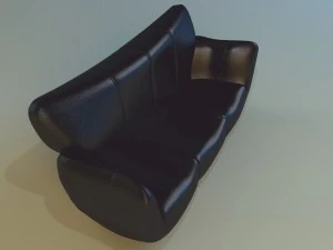 sofa luxury leather black 3D Model