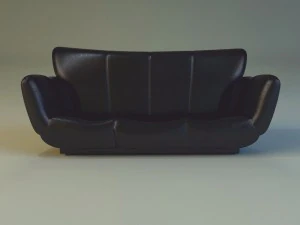 sofa luxury leather black 3D Model