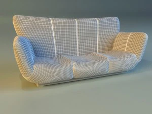 sofa luxury leather black 3D Model