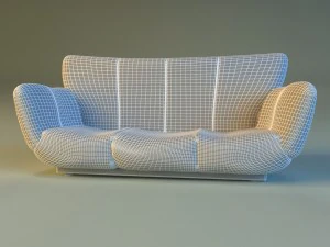 sofa luxury leather black 3D Model