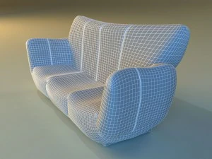 sofa luxury leather black 3D Model