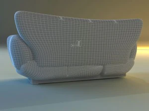 sofa luxury leather black 3D Model