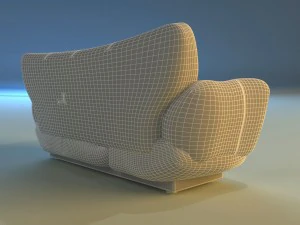 sofa luxury leather black 3D Model