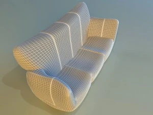 sofa luxury leather black 3D Model