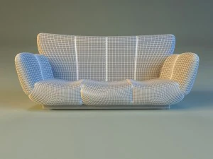 sofa luxury leather black 3D Model