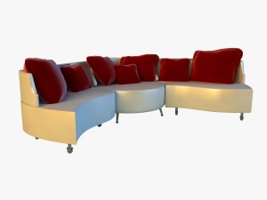 sofa luxury leather folding 3D Model
