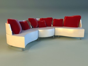 sofa luxury leather folding 3D Model