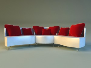 sofa luxury leather folding 3D Model