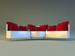 sofa luxury leather folding 3D Model