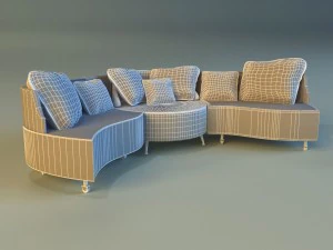 sofa luxury leather folding 3D Model