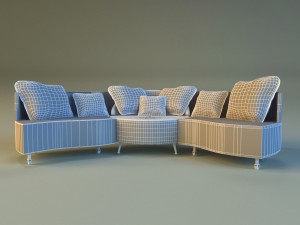 sofa luxury leather folding 3D Model