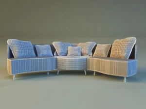 sofa luxury leather folding 3D Model