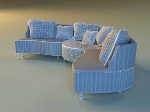 sofa luxury leather folding 3D Model