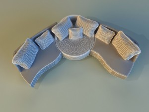 sofa luxury leather folding 3D Model
