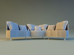 sofa luxury leather folding 3D Model