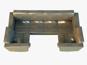 sof&aacute; de couro de luxo para caf&eacute; Modelo 3D