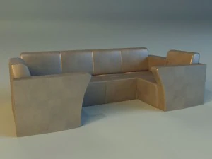sofa luxury leather for cafe 3D Model