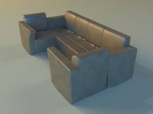 sofa luxury leather for cafe 3D 模型