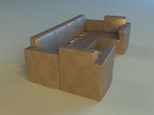 sofa luxury leather for cafe 3D 模型