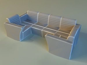 sofa luxury leather for cafe 3D Model
