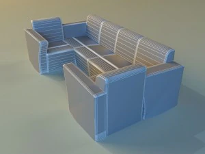 sofa luxury leather for cafe 3D Model