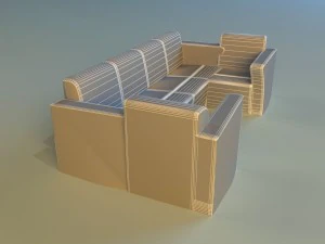 sofa luxury leather for cafe 3D Model