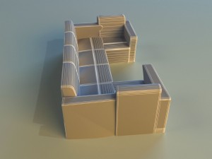 sofa luxury leather for cafe 3D 模型