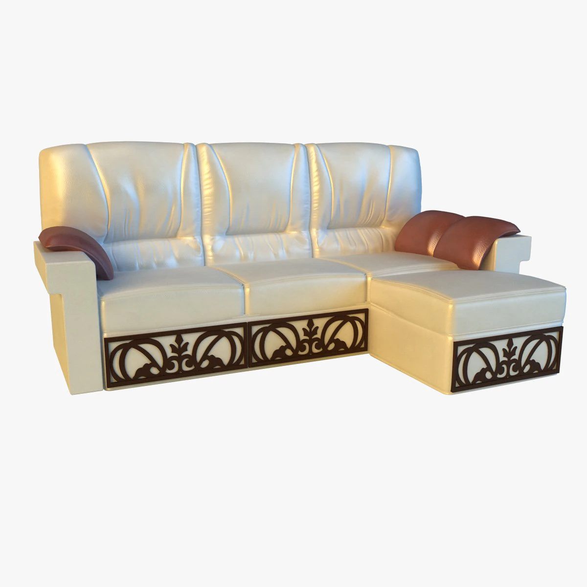 leather corner sofa wood decor 3D Model .c4d .max .obj .3ds .fbx .stl .blend 