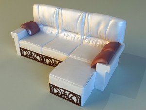 leather corner sofa wood decor Model 3D