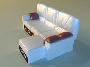 leather corner sofa wood decor 3D Model