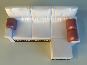leather corner sofa wood decor 3D Model