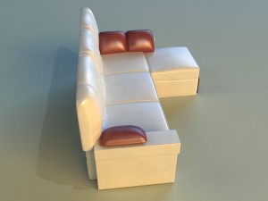 leather corner sofa wood decor Model 3D