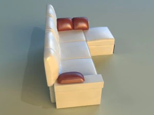 leather corner sofa wood decor 3D Model