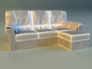 leather corner sofa wood decor Model 3D