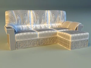 leather corner sofa wood decor 3D Model