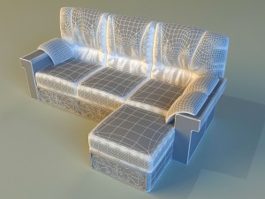 leather corner sofa wood decor Model 3D