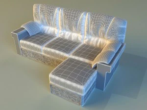 leather corner sofa wood decor 3D Model