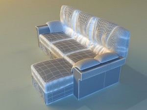 leather corner sofa wood decor Model 3D