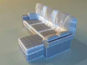 leather corner sofa wood decor 3D Model
