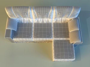 leather corner sofa wood decor 3D Model