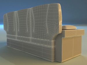 leather corner sofa wood decor Model 3D
